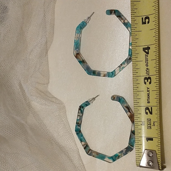 Aqua Acrylic Hoop Earrings! - Picture 3 of 6